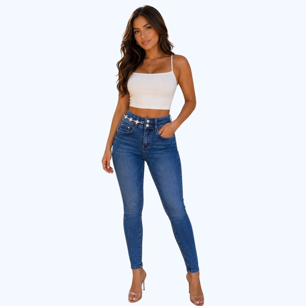 JEANS SKINNY CON PEDRERÍA LV5168