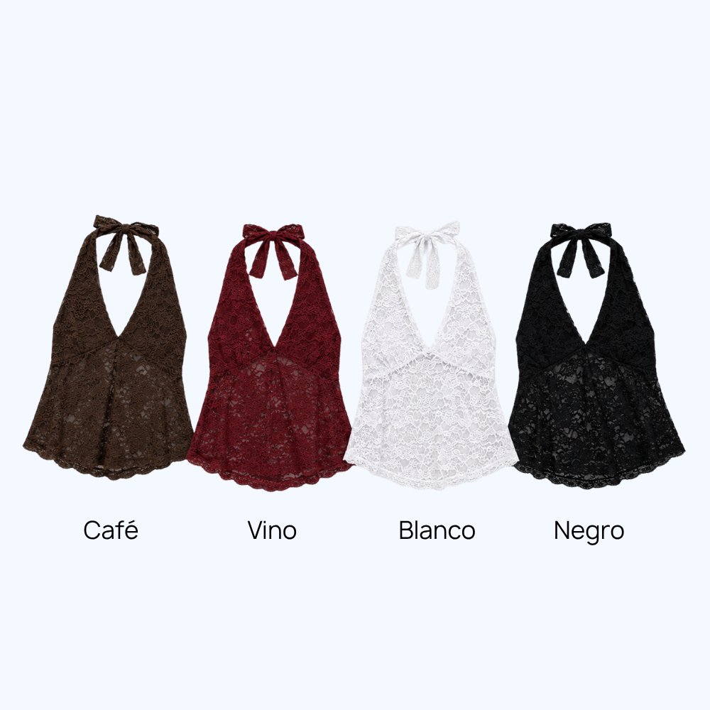 BLUSA HALTER DE ENCAJE LV2757