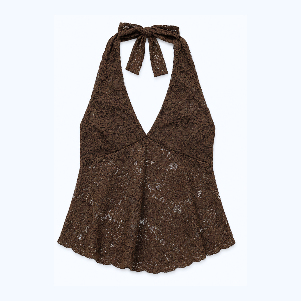BLUSA HALTER DE ENCAJE LV2757