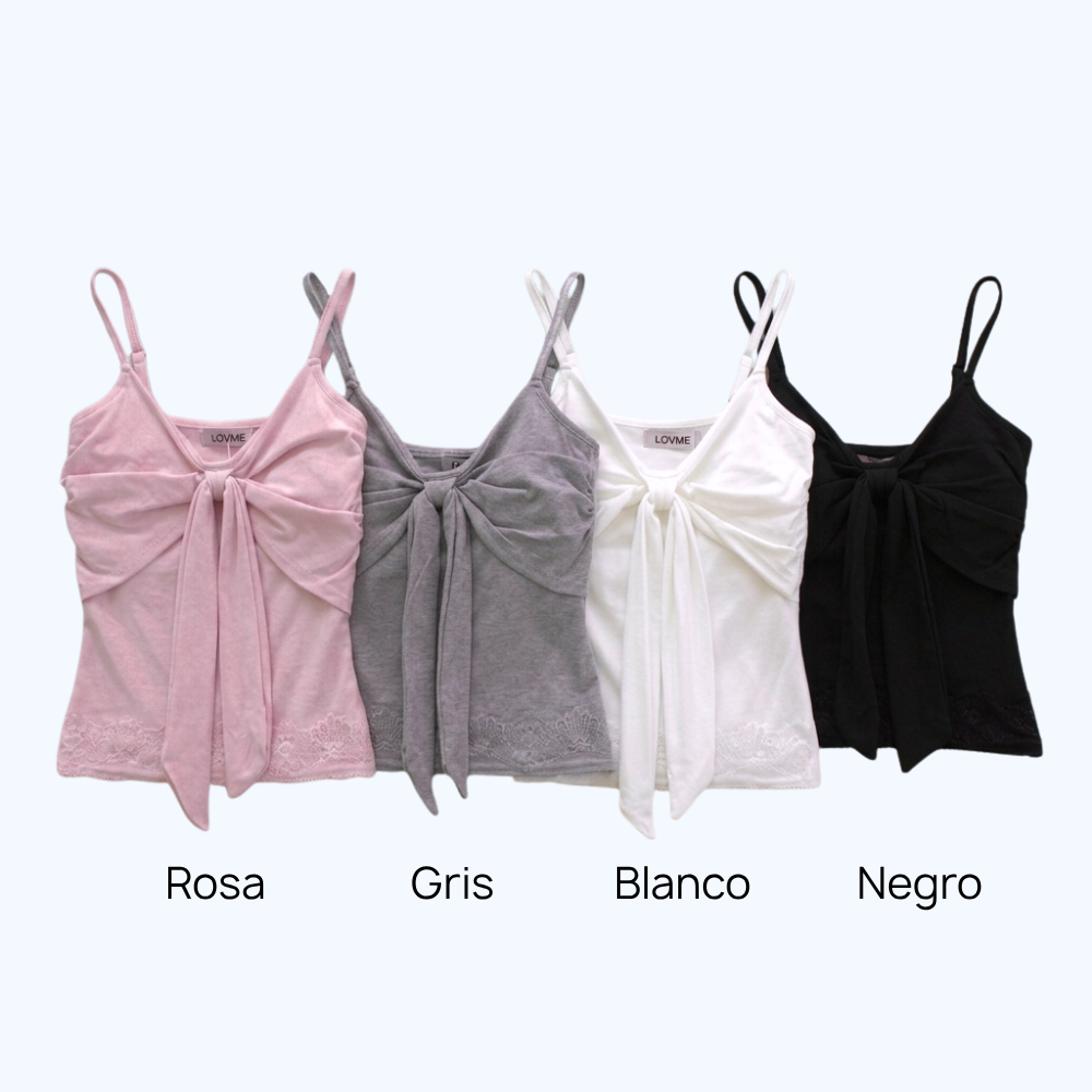 BLUSA DE TIRANTES CON MOÑO Y ENCAJE LV9260