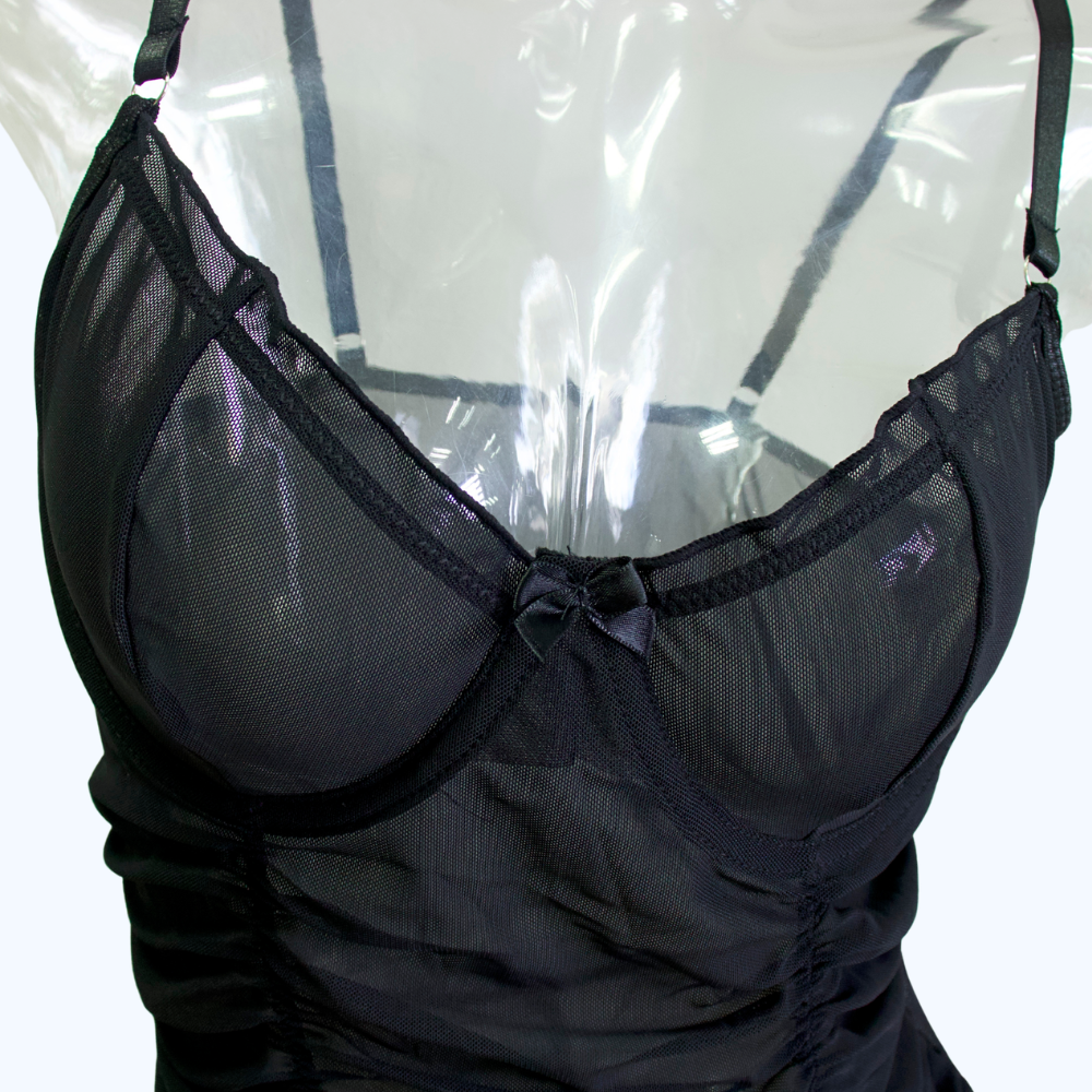 BABY DOLL MESH CON GUANTES 4577