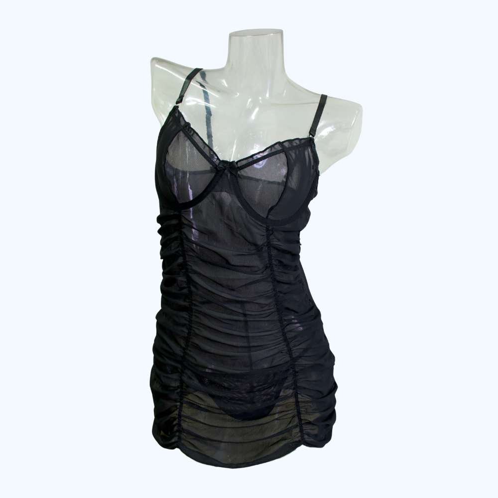 BABY DOLL MESH CON GUANTES 4577