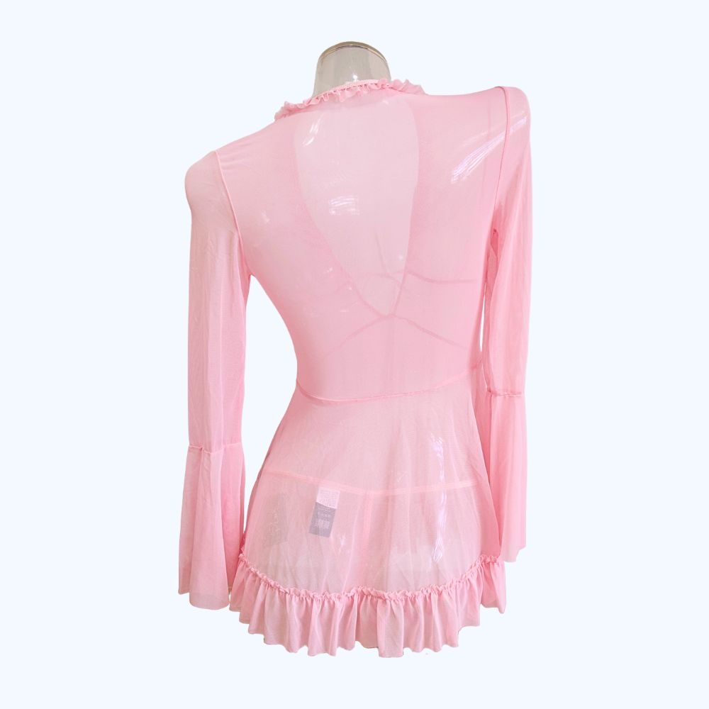BABY DOLL ROSA MANGA LARGA DE MESH 4594