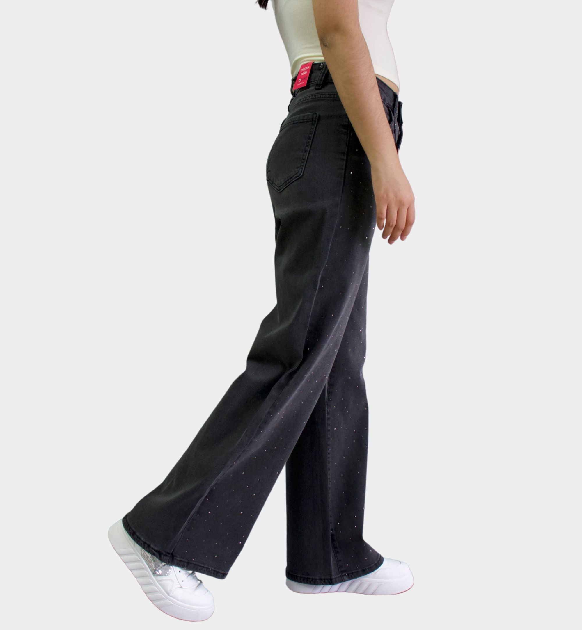 JEANS RECTO NEGRO CON PEDRERÍA LV5065