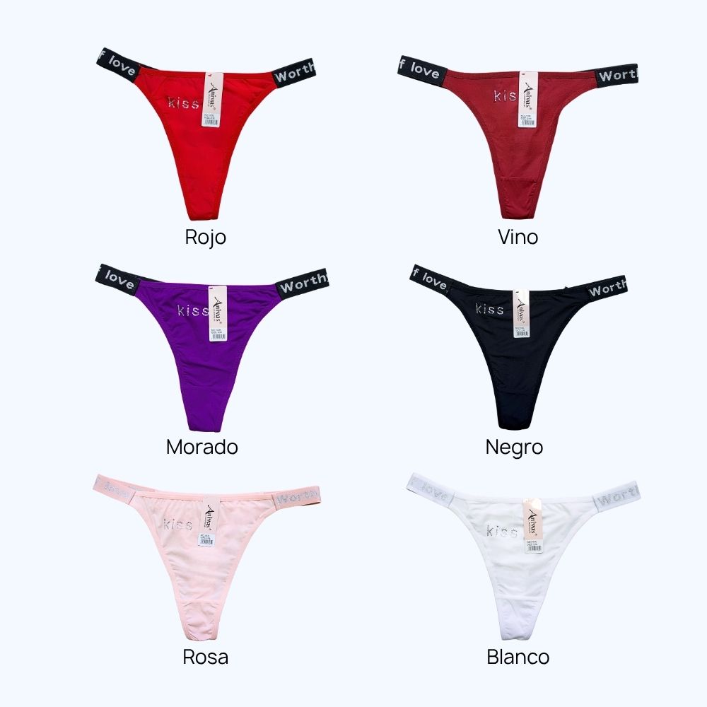 TANGA CON ELÁSTICO TIPOGRÁFICO Y ESTAMPADO 7435