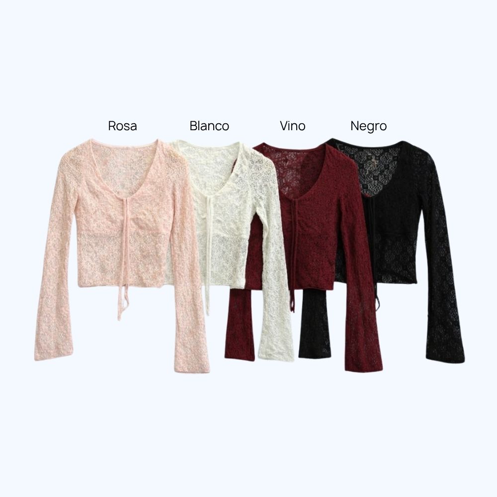 BLUSA DE ENCAJE MANGA LARGA LV10613