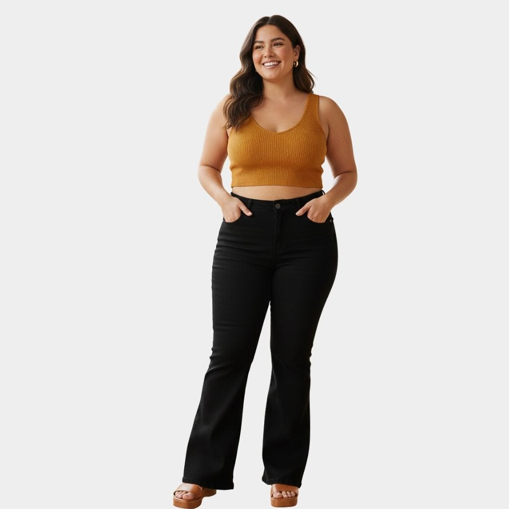 JEANS ACAMPANADO NEGRO TALLA EXTRA LV5088X