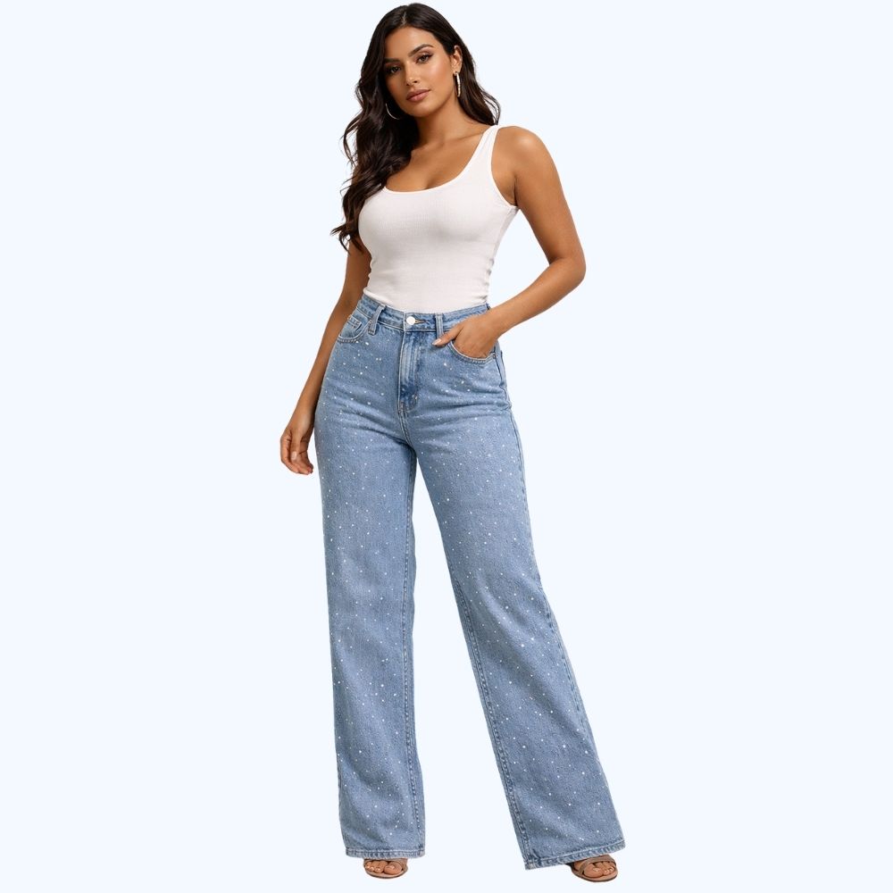 JEANS CLARO CON PEDRERÍA LV5158