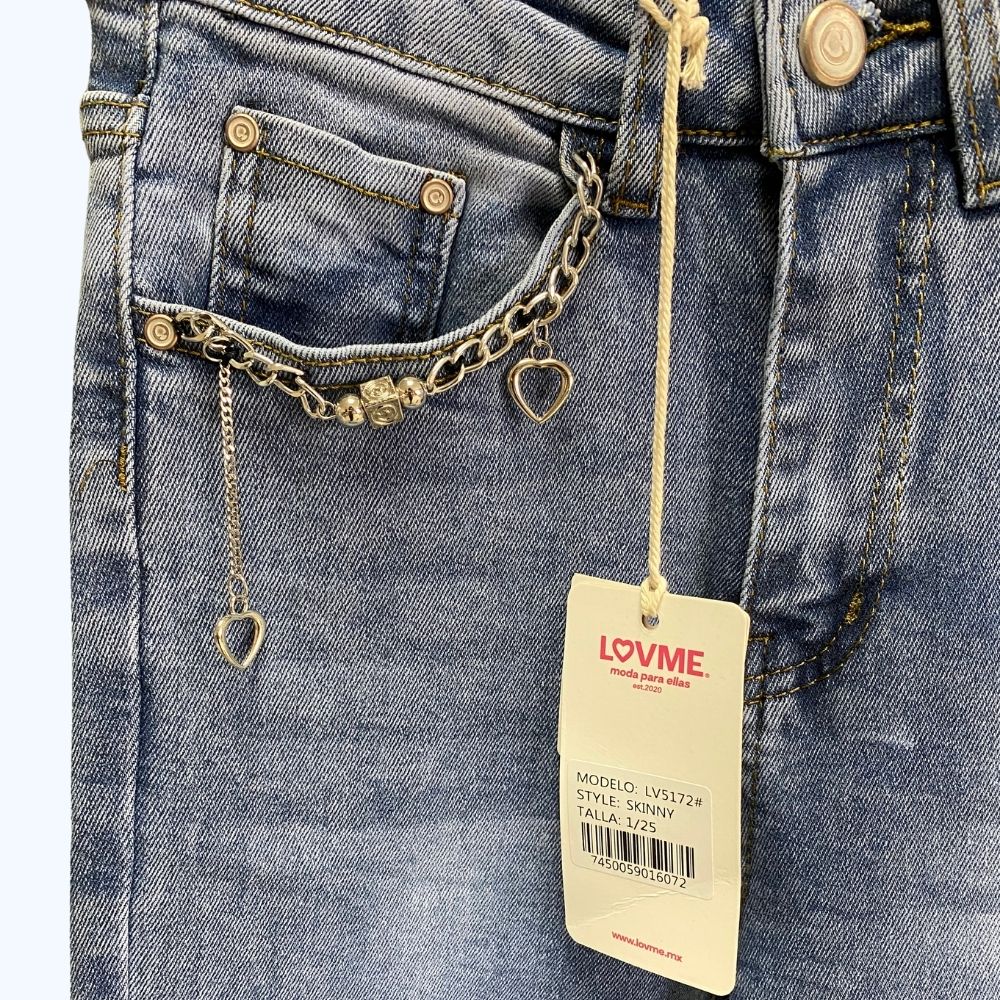 JEANS SKINNY CON DETALLE DE CADENA LV5172