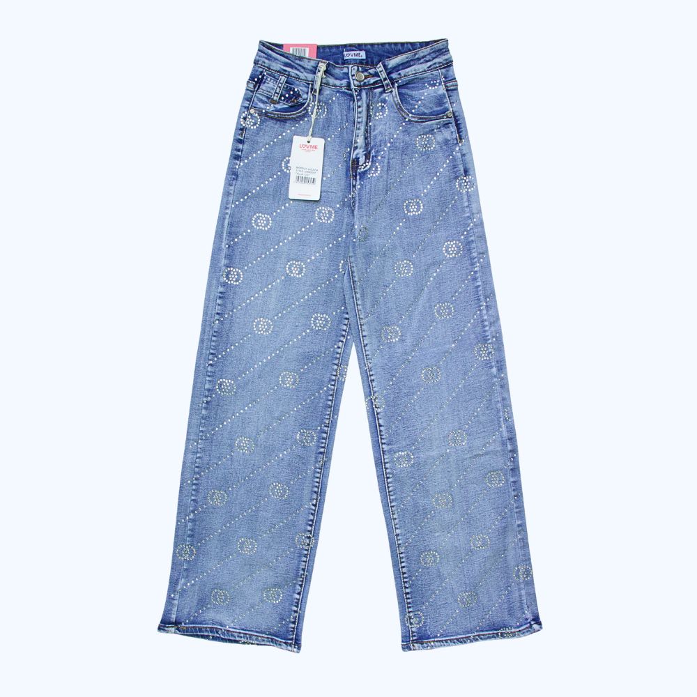 JEANS DETALLES DE PEDRERÍA GEOMÉTRICOS LV5315