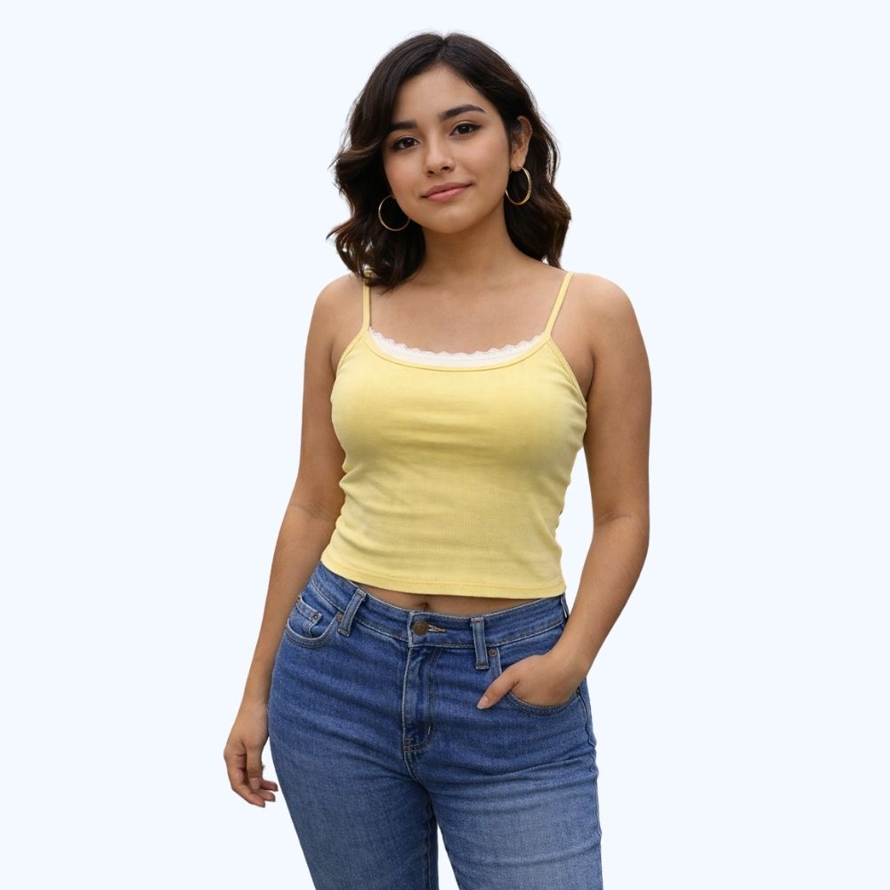 BLUSA CROP TOP DETALLE ENCAJE Y COPAS LV62719