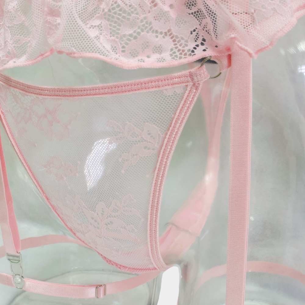 COORDINADO ROSA DE ENCAJE 4526