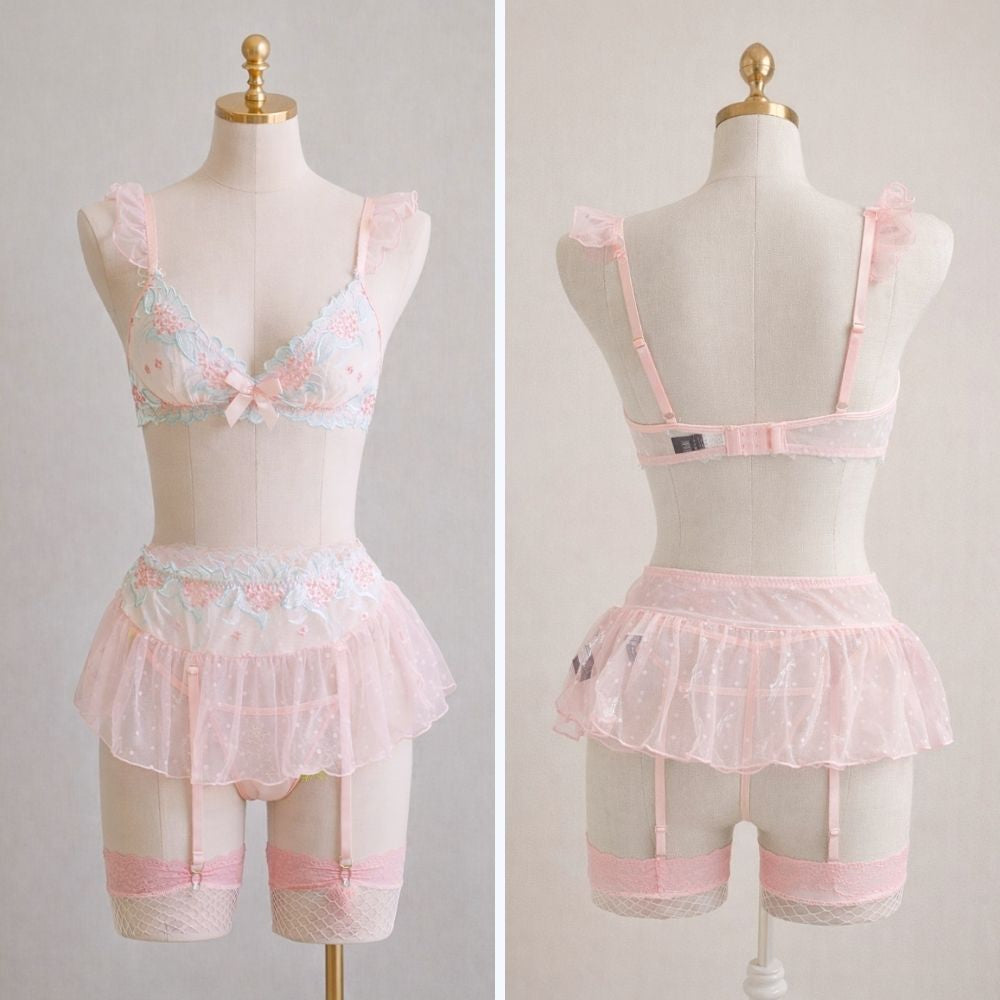 SET ENCAJE Y TUL ROSA 4407