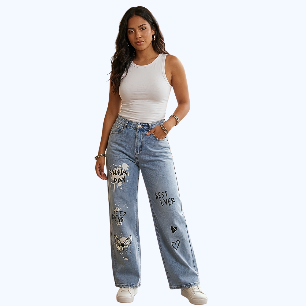 JEANS RECTO CON ESTAMPADO LV5164