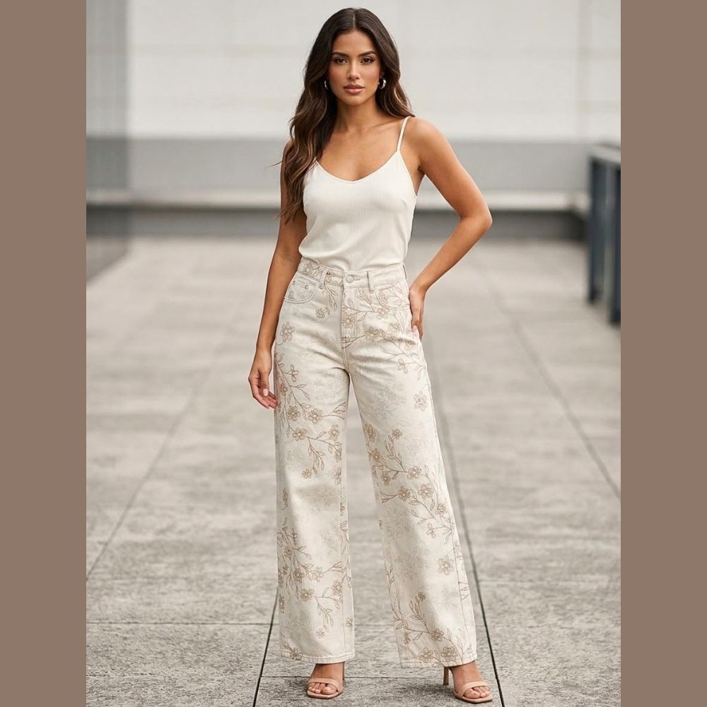 JEANS WIDE LEG CON BORDADOS LV5333