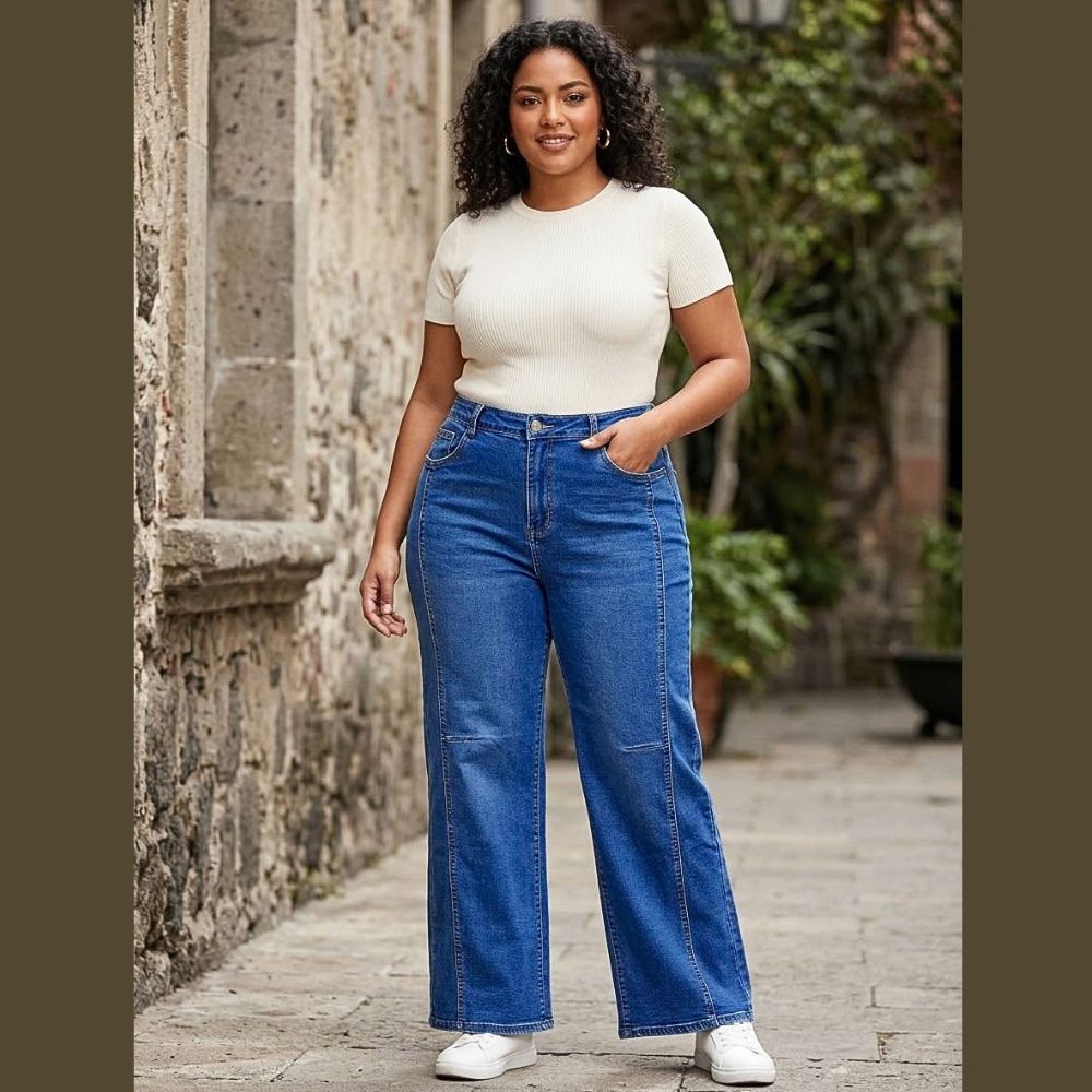 JEANS RECTO AMPLIO TALLA EXTRA COSTURA CENTRAL LV5305X