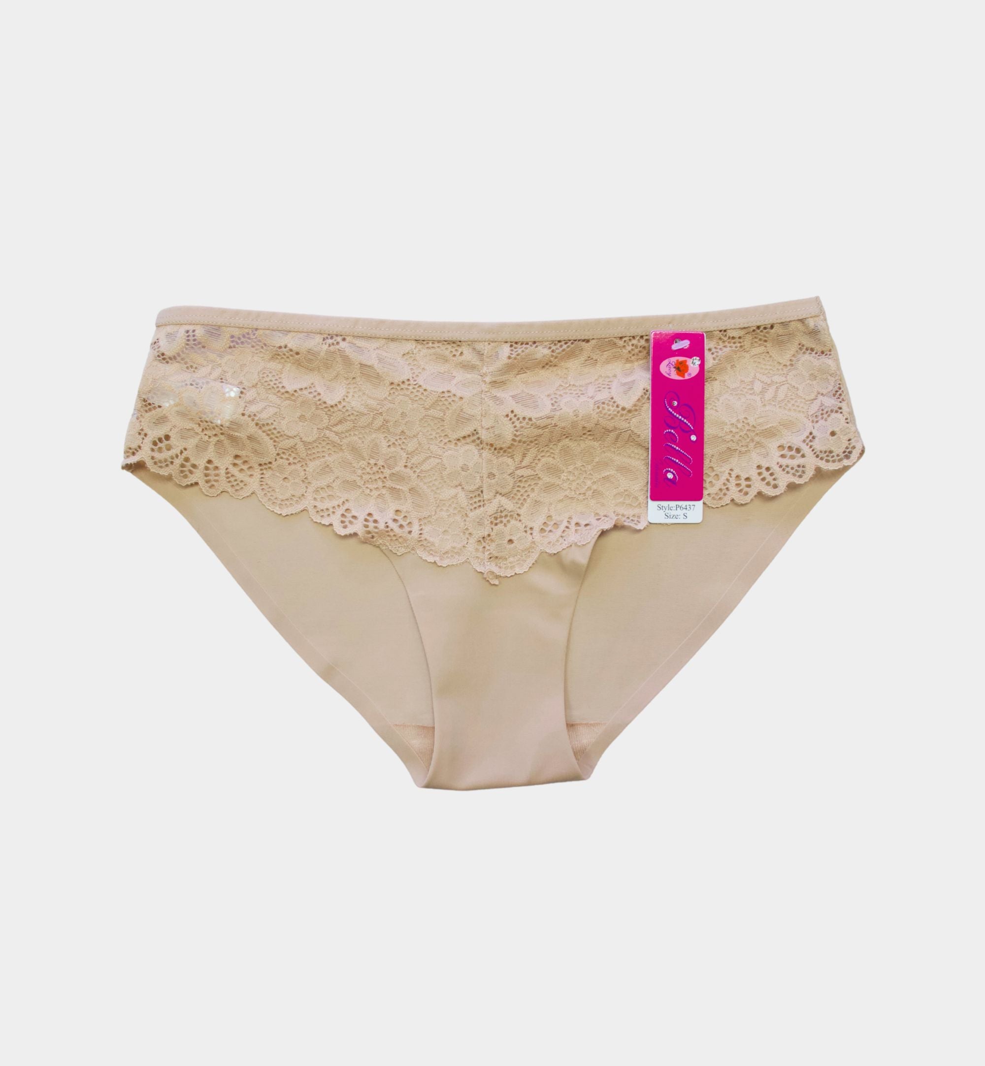 PANTY BIKINI SIN COSTURA CON ENCAJE P6437
