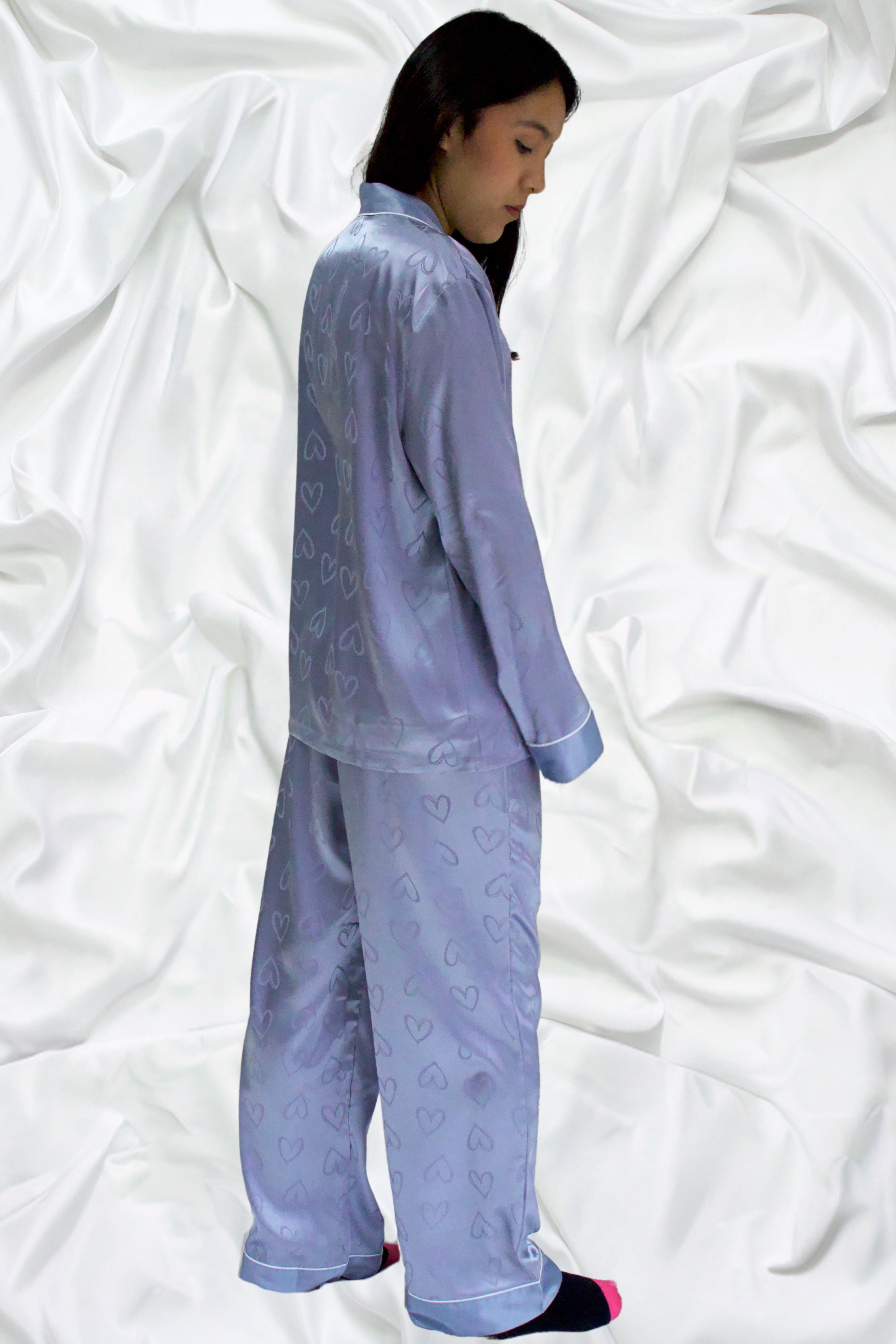 PIJAMA SATINADA DE CORAZONES 8207 OFF