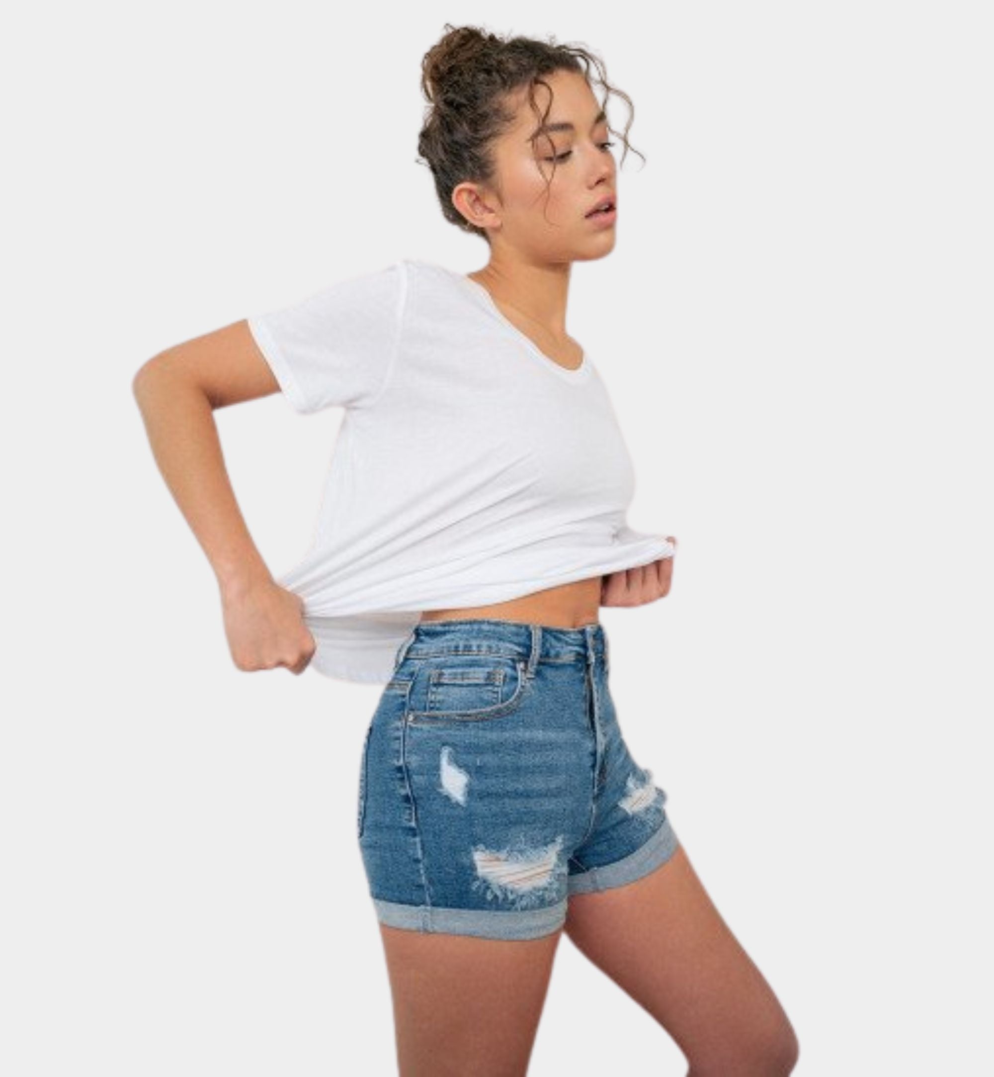 SHORT C/DOBLADILLO Y RASGADO 90320