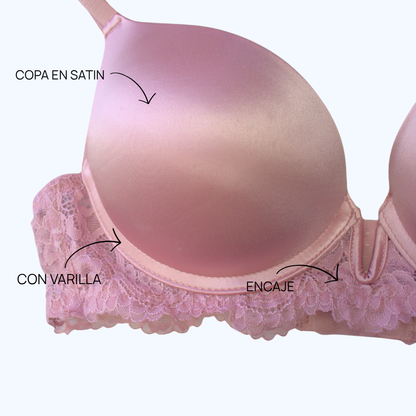 BRASSIER SATINADO CON DETALLE DE ENCAJE 68857