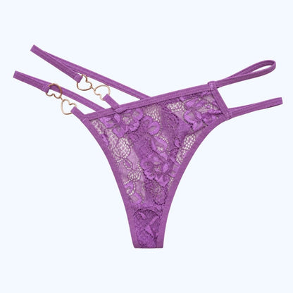 TANGA DE ENCAJE CON DETALLE DE CORAZONES 7462