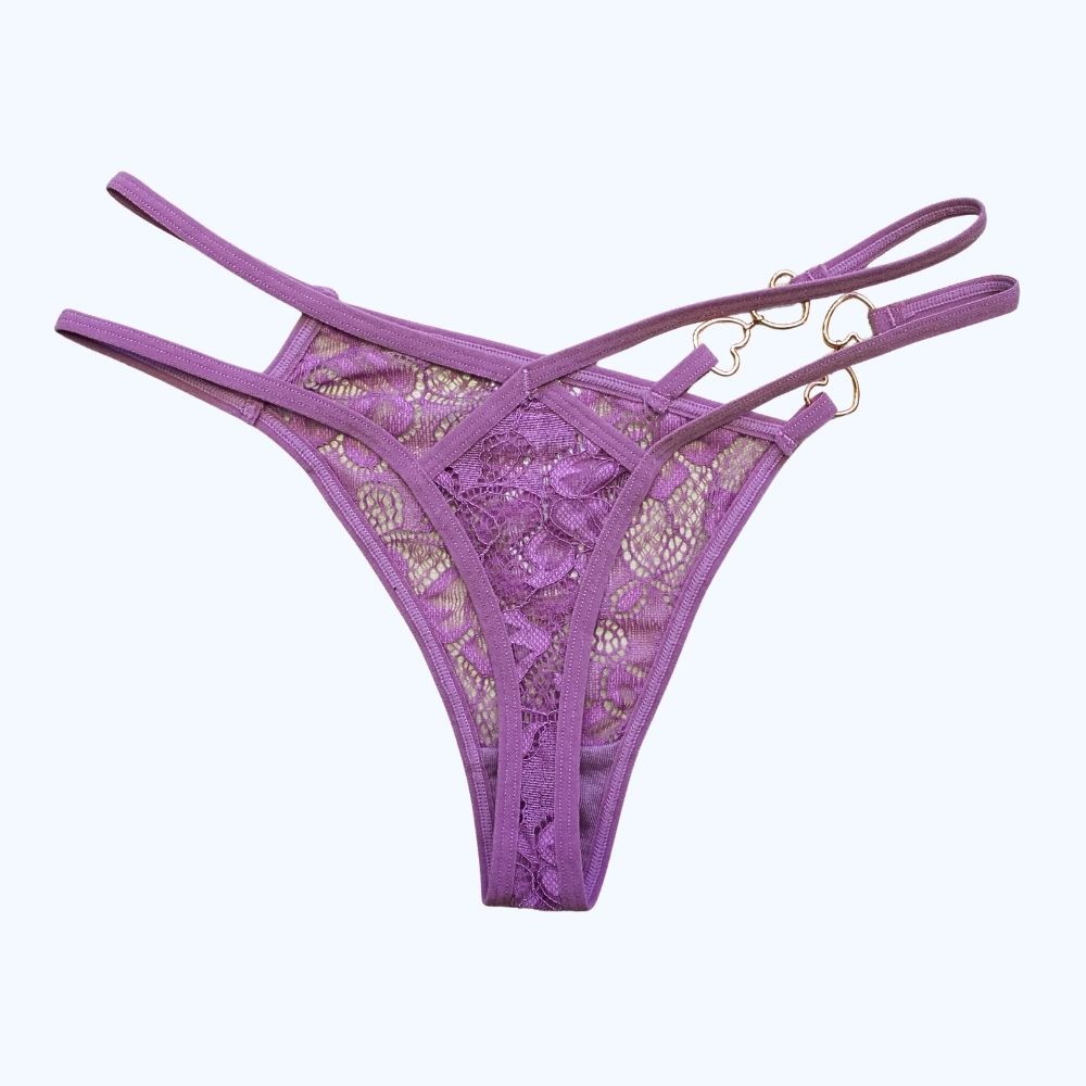 TANGA DE ENCAJE CON DETALLE DE CORAZONES 7462