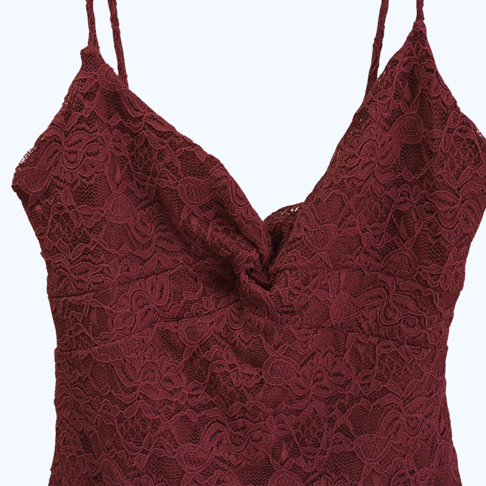 VESTIDO DE ENCAJE Y VOLANTES LV2754