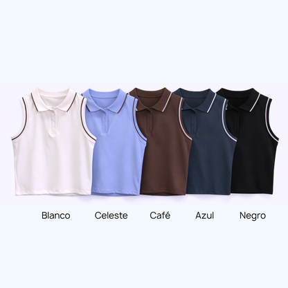 BLUSA TIPO POLO SIN MANGAS LV2763