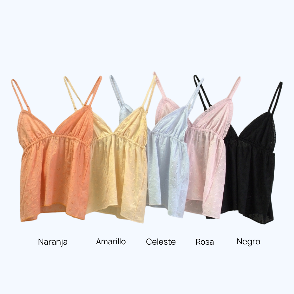 BLUSA DE TIRANTES CON CORTE FRUNCIDO LV2717