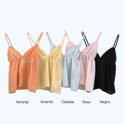 BLUSA DE TIRANTES CON CORTE FRUNCIDO LV2717