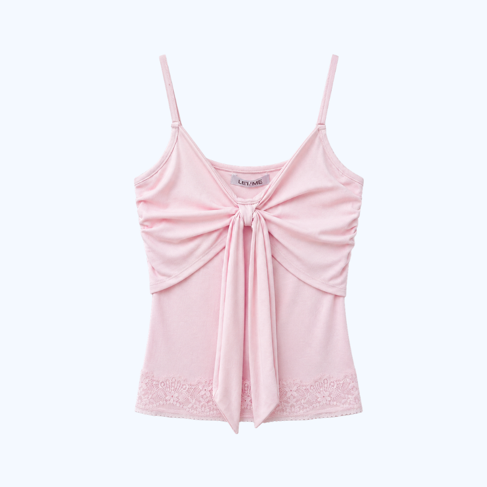BLUSA DE TIRANTES CON MOÑO Y ENCAJE LV9260