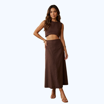 CONJUNTO DE CROP TOP Y FALDA LARGA LV110714