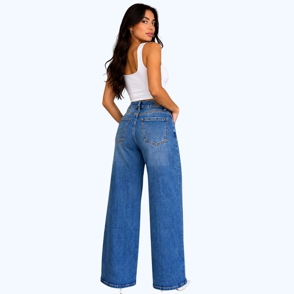 JEANS WIDE LEG CON PEDRERÍA LV5166