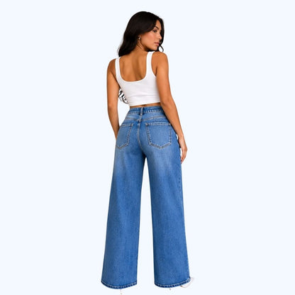 JEANS WIDE LEG FIGURAS DE PEDRERÍA LV5165