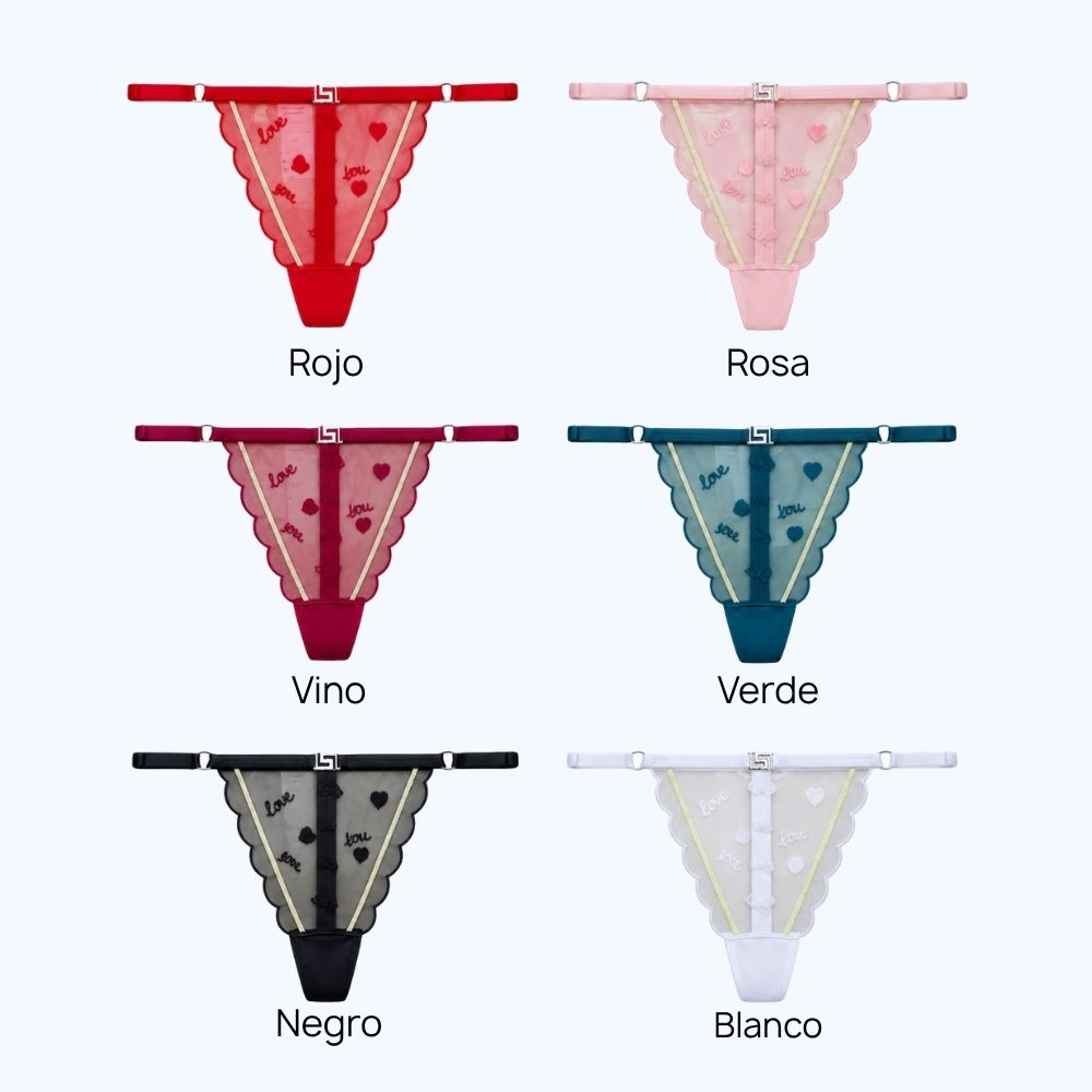 TANGA MESH CON BORDADO DE CORAZONES 7453