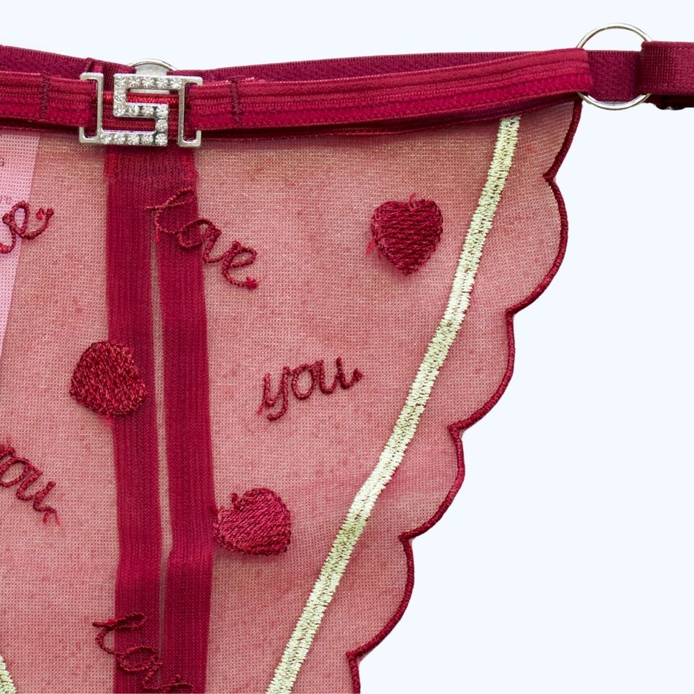 TANGA MESH CON BORDADO DE CORAZONES 7453