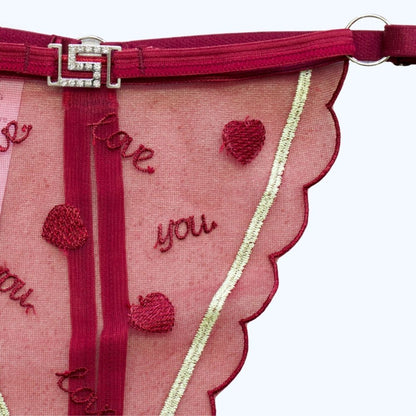 TANGA MESH CON BORDADO DE CORAZONES 7453