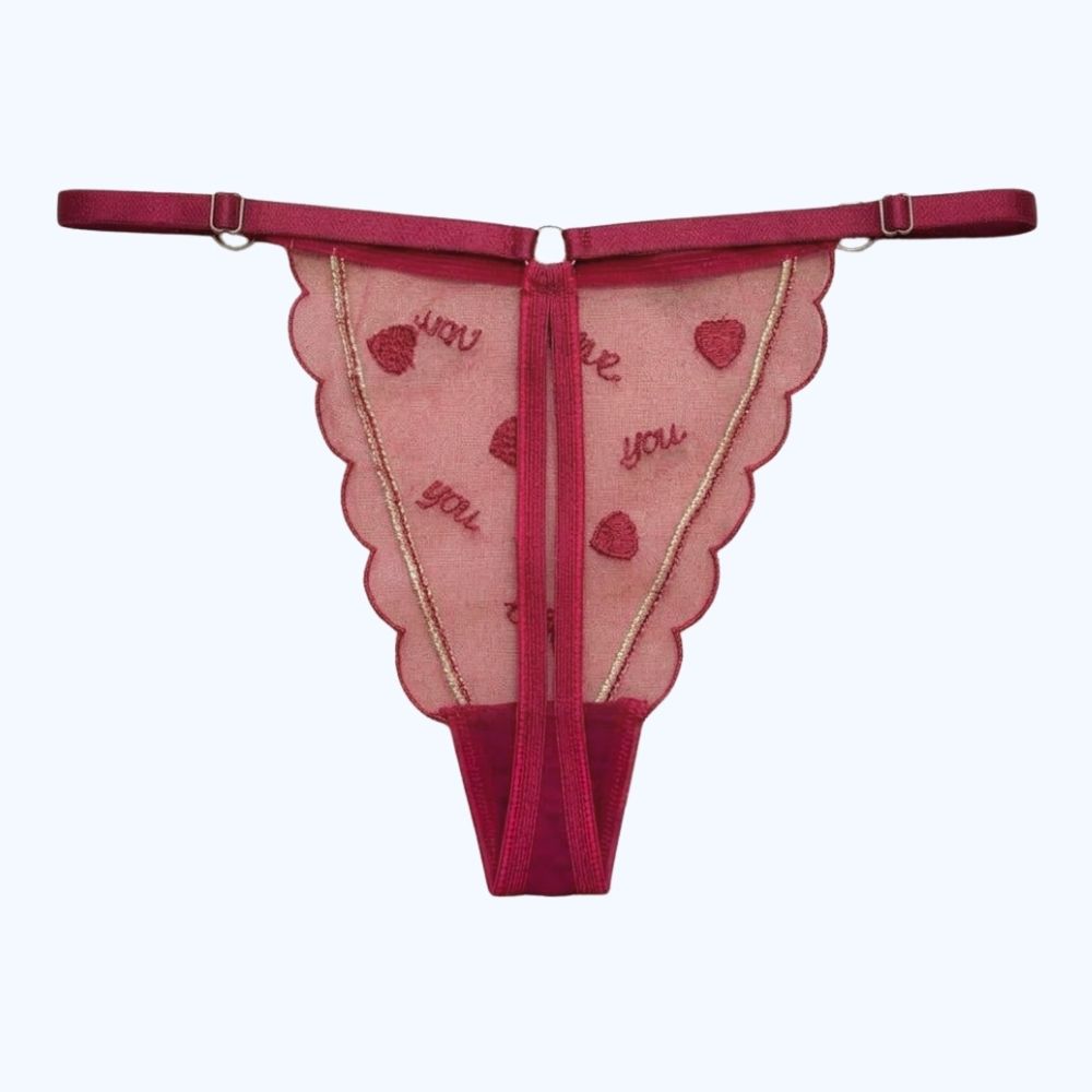 TANGA MESH CON BORDADO DE CORAZONES 7453