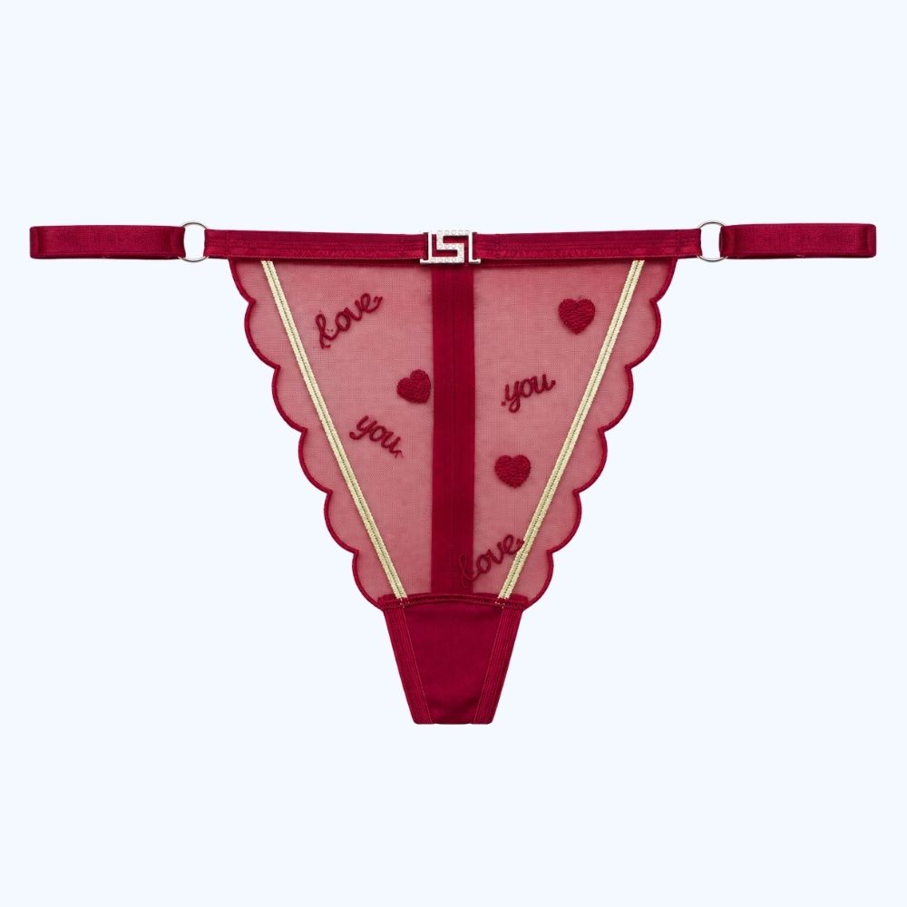TANGA MESH CON BORDADO DE CORAZONES 7453