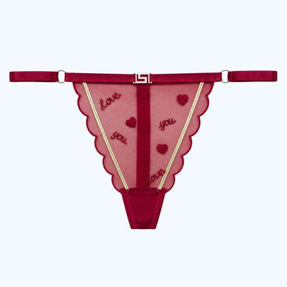 TANGA MESH CON BORDADO DE CORAZONES 7453