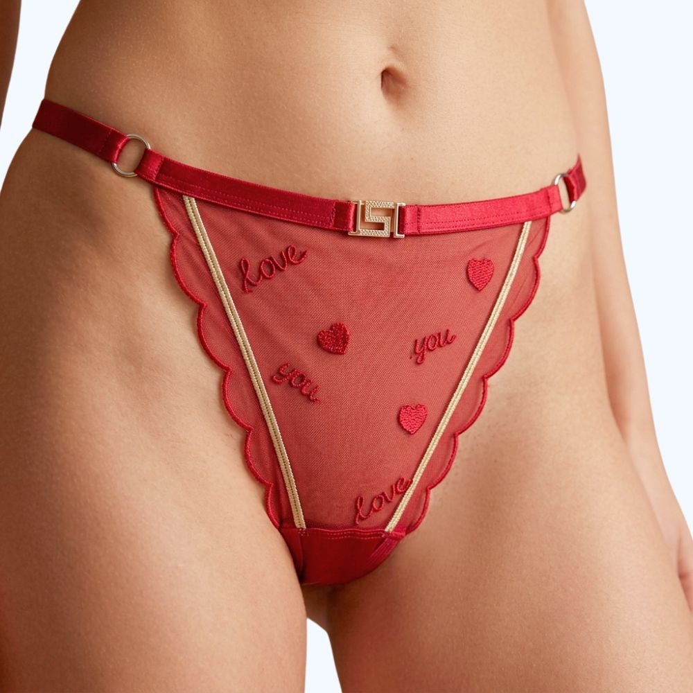 TANGA MESH CON BORDADO DE CORAZONES 7453