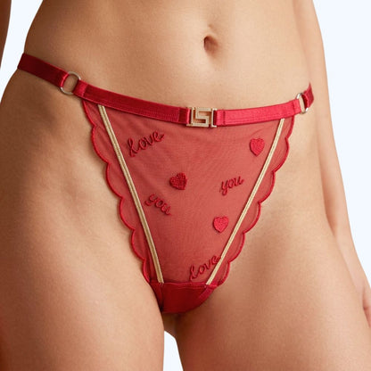TANGA MESH CON BORDADO DE CORAZONES 7453