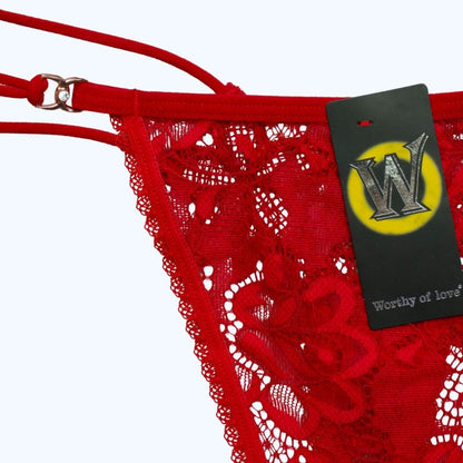 TANGA DE ENCAJE FLORAL CON DOBLE TIRANTE 7468