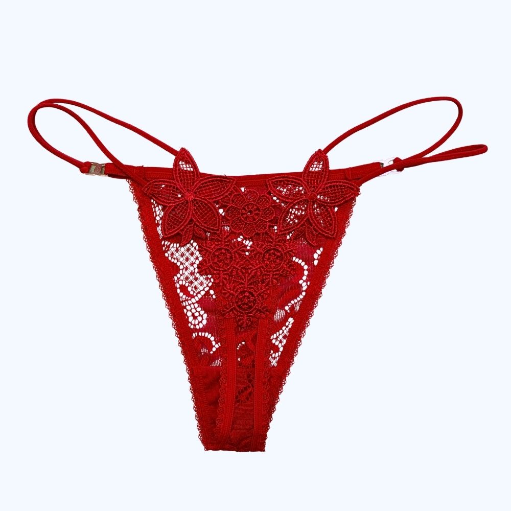 TANGA DE ENCAJE FLORAL CON DOBLE TIRANTE 7468