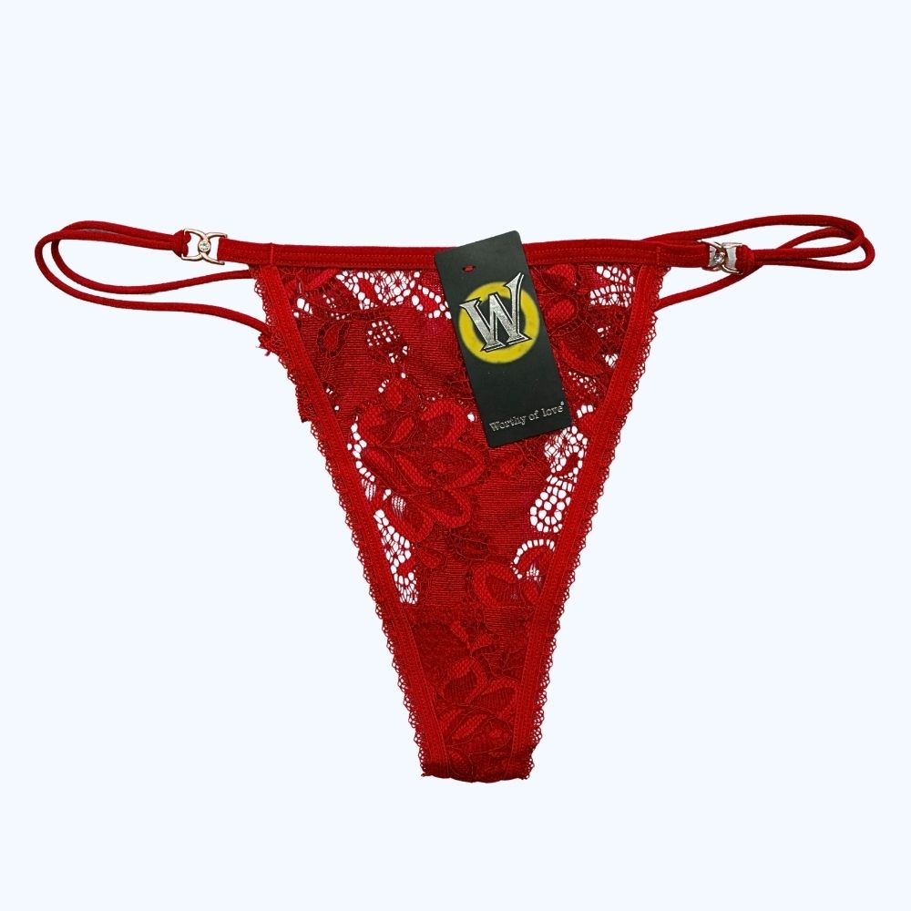 TANGA DE ENCAJE FLORAL CON DOBLE TIRANTE 7468