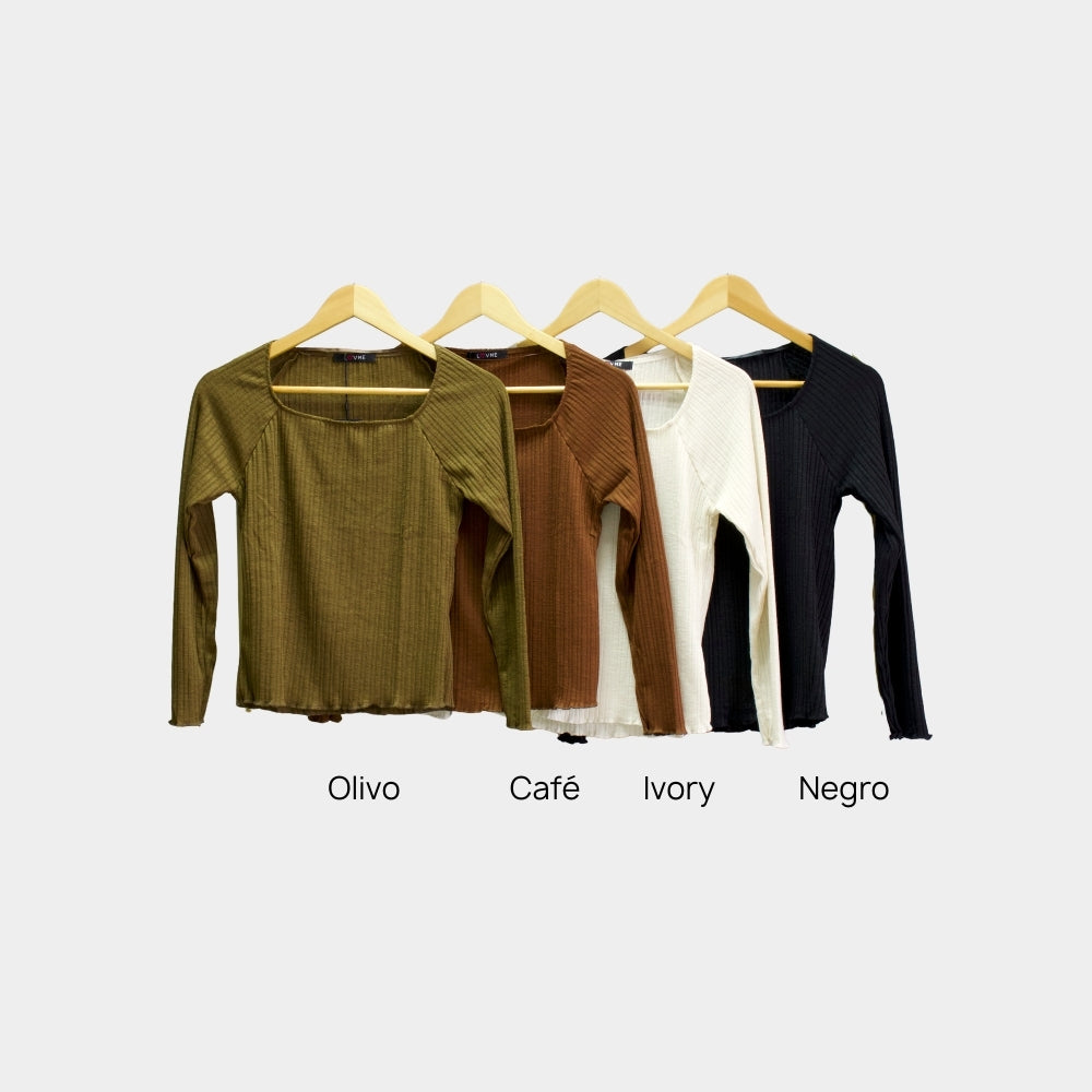 BLUSA ACANALADA MANGA LARGA F765