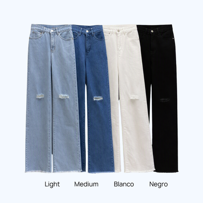 JEANS WIDE LEG CON DESTRUCCIÓN LV0727