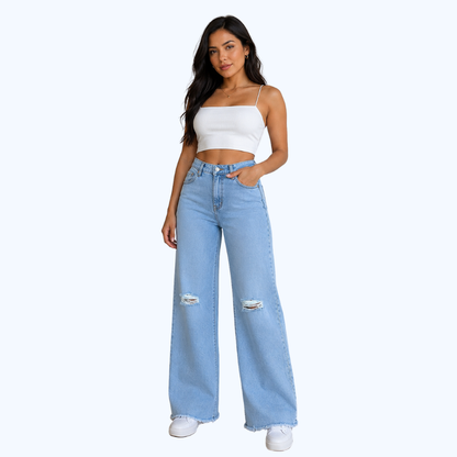 JEANS WIDE LEG CON DESTRUCCIÓN LV0727