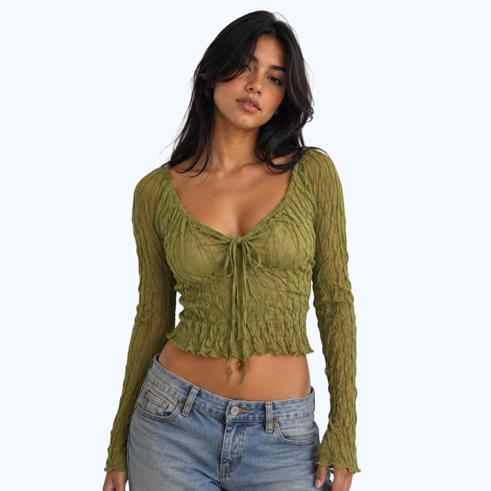 BLUSA TRANSPARENCIAS MANAGA LARGA LV1063