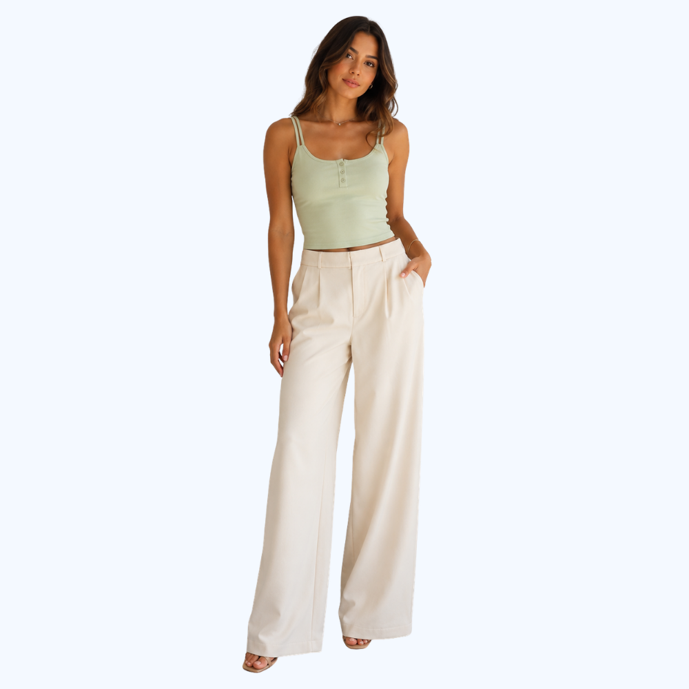 PANTALÓN LISO CON PINZAS LV11071